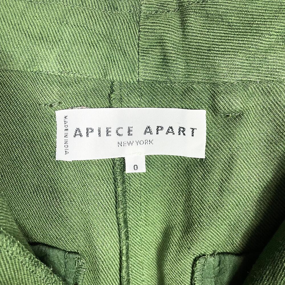 Apiece Apart Palma Chill Pant Bottle Green Linen High Rise‎ Straight Leg Sz 0 - Picture 12 of 15